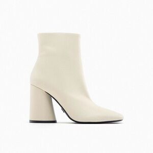 Zara Wide Heeled Leather Ankle Boots